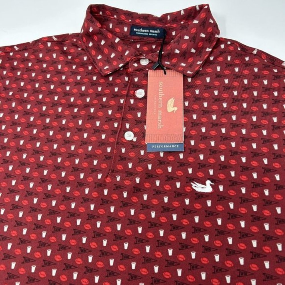 Southern Marsh Men’s Size Small Pick Six Performance Button Down‎ Polo Shirt